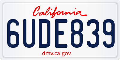 CA license plate 6UDE839