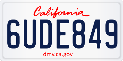 CA license plate 6UDE849