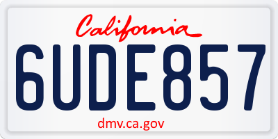 CA license plate 6UDE857