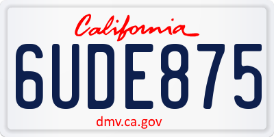 CA license plate 6UDE875