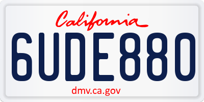 CA license plate 6UDE880