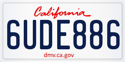 CA license plate 6UDE886
