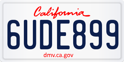 CA license plate 6UDE899