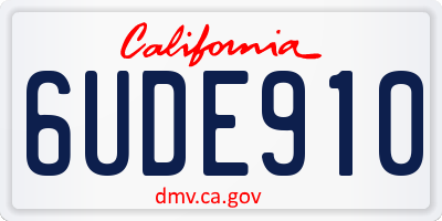 CA license plate 6UDE910
