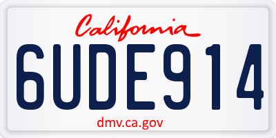 CA license plate 6UDE914
