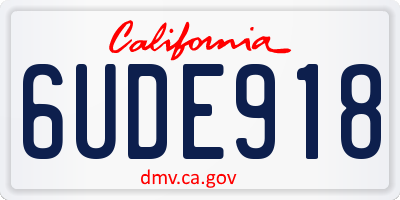 CA license plate 6UDE918