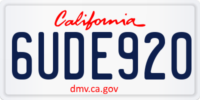 CA license plate 6UDE920