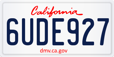 CA license plate 6UDE927