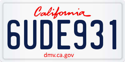 CA license plate 6UDE931