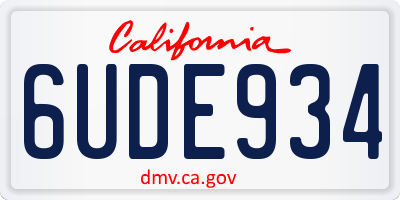 CA license plate 6UDE934