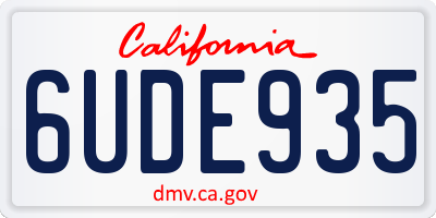 CA license plate 6UDE935