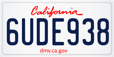 CA license plate 6UDE938