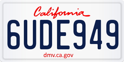CA license plate 6UDE949