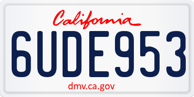 CA license plate 6UDE953