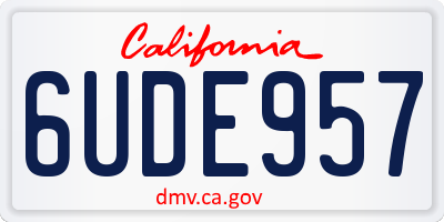 CA license plate 6UDE957