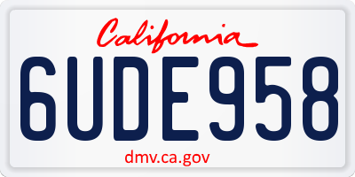 CA license plate 6UDE958