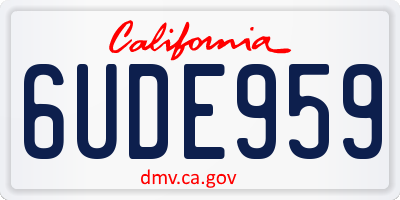 CA license plate 6UDE959