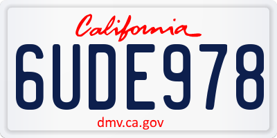 CA license plate 6UDE978