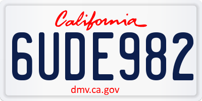 CA license plate 6UDE982