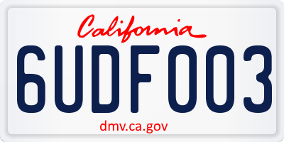 CA license plate 6UDF003