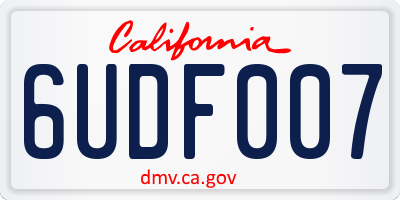CA license plate 6UDF007