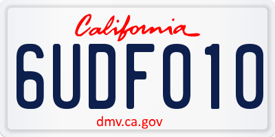 CA license plate 6UDF010