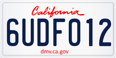 CA license plate 6UDF012