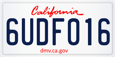 CA license plate 6UDF016