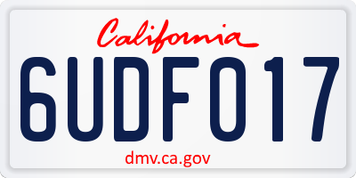 CA license plate 6UDF017