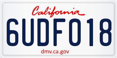 CA license plate 6UDF018