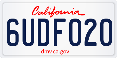 CA license plate 6UDF020