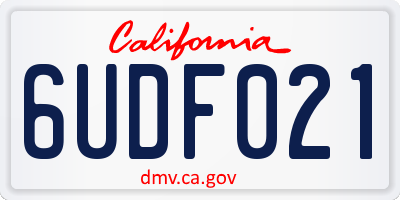 CA license plate 6UDF021