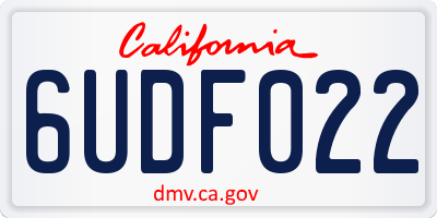 CA license plate 6UDF022