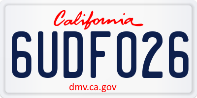 CA license plate 6UDF026