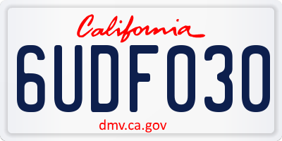 CA license plate 6UDF030