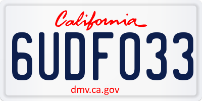 CA license plate 6UDF033