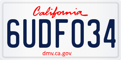 CA license plate 6UDF034