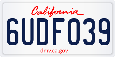 CA license plate 6UDF039