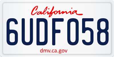 CA license plate 6UDF058