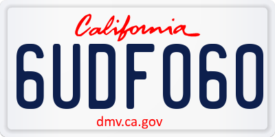 CA license plate 6UDF060