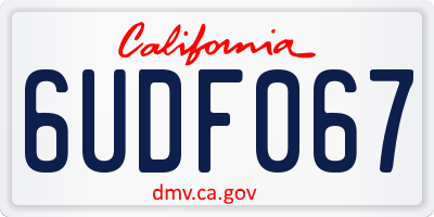 CA license plate 6UDF067