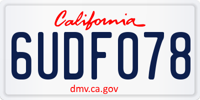 CA license plate 6UDF078