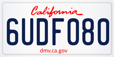 CA license plate 6UDF080