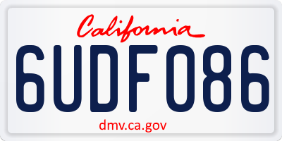 CA license plate 6UDF086
