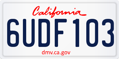 CA license plate 6UDF103