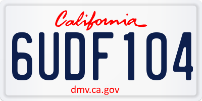 CA license plate 6UDF104