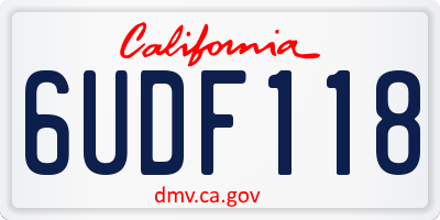 CA license plate 6UDF118