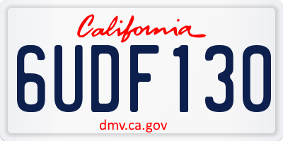 CA license plate 6UDF130