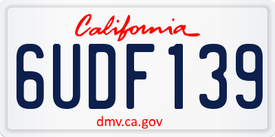 CA license plate 6UDF139
