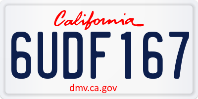 CA license plate 6UDF167
